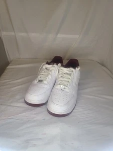 Size 10 - Nike Air Force 1 '07 White Dark Beetroot Used No Box  - Picture 1 of 9