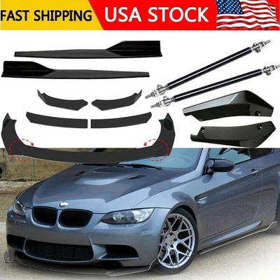 For BMW E90 E92 E93 325i Front Bumper Lip Spoiler+Side Skirt+Rear Lip+Strut Rods Foto 1 de 4