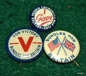 PINBACKS HOMEFRONT DE LA SEGUNDA GUERRA MUNDIAL - PAQUETES PARA GRAN Bretaña - Imagen 1 de 3
