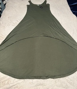Women's Medium Olive Green Summer Dress Long Back Short Front Trendy Vibes - Picture 1 of 3