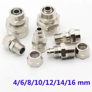 Male Thread Pneumatic Straight Quick Screwing Connectors for OD 4mm to 16mm Hose - Picture 1 of 28