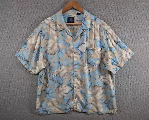 Caribbean Joe Men's Palm Leaf Hawaiian Aloha Print Rayon Button Shirt XXL - Picture 1 of 10