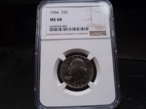 1966 MS68 Washington Quarter Philadelphia Mint NGC Certified Superb Gem/White Cover