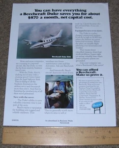 Beechcraft DUKE B60 Aircraft Dealer Sales Brochure Magazine Ad Reprint 6/60/2N - Picture 1 of 1