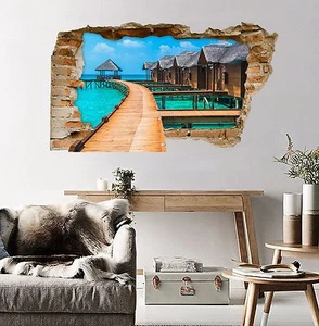 3D Sky road 401 Wall Murals Stickers Decal breakthrough AJ WALLPAPER AU Lemon - Picture 1 of 6