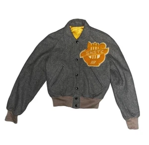 Vintage 1970s True Vintage Wool Varsity Collared Jacket - Picture 1 of 5
