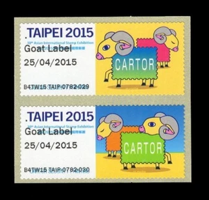 CARTOR 2015 Sample Labels TAIPEI 30th Asian Int. Stamp Exhibition - Goat Label - Picture 1 of 1