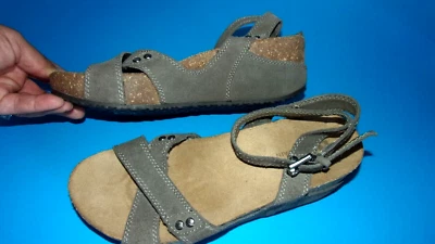 Sandalias/tacones de montaña blancos, para mujer US 6 M, cuña de cuero con correa para el tobillo Foto 1 de 4