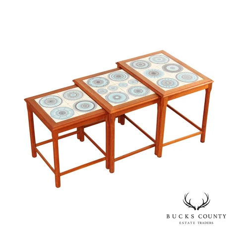 Ox Art for Trioh Danish Modern Set of Three Tile Top Teak Nesting Tables Cover