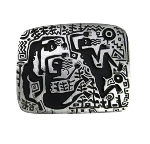 VTG Alice Seely petroglyphs Tribal Brooch Mothers Dance Pewter pin Urban Fetish - Picture 1 of 2
