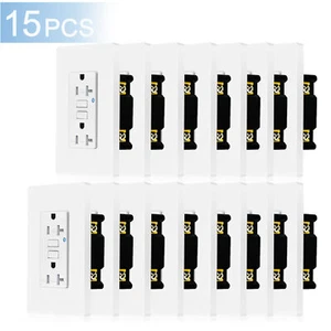 20Amp GFCI Safety Outlet Duplex Receptacle Tamper Weather Resistant White 15Pack - Picture 1 of 12
