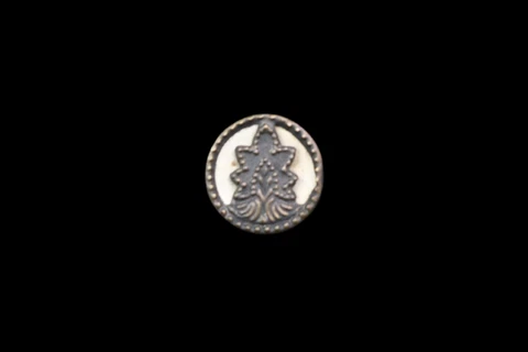 Antique Brass Shank Button Embossed Leaf Shape On White Background Cover