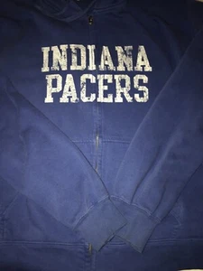 INDIANA PACERS Hooded Sweatshirt By GEAR BIG COTTON XL Blue W/White Jacket - Picture 1 of 3