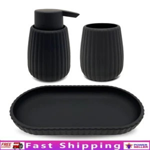 Rubberized Plastic Ribbed 4-Piece Bath Accessorie - Picture 1 of 7