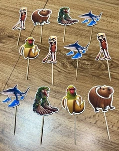 Funny Animals Brain Rots Cupcake Toppers Lot Of 12 - Picture 1 of 4
