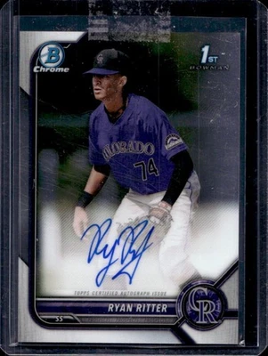 2022 Bowman Draft Райан Риттер хромированный с автографом 1-й NoCDA-RR Rockies - Изображение 1 из 2