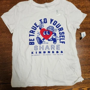 Girl's Old Navy T-Shirt White Kindness Heart Size L (10-12) Short Sleeve #7 - Picture 1 of 3