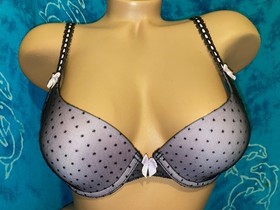 Victoria&rsquo;s Secret Sexy little Things Black Pink Polka Dot Push Up Demi Bra 34A