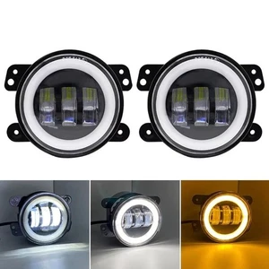 Pairs 4" Inch Round LED Fog Lights Halo Driving Lamps for Jeep Wrangler JK TJ LJ - Picture 1 of 10