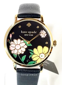 KATE SPADE LADIES BEAUTIFUL BLACK FACE EMBOSSED FLOWER WATCH, KSW1835 NIB - Picture 1 of 7
