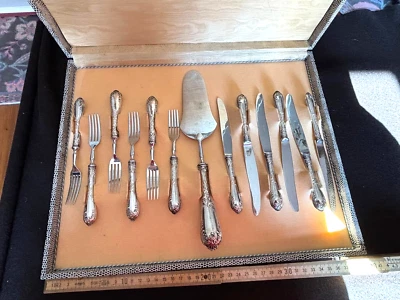 Besteck Dessert 12 + 1 Größe Tortenheber 800 Silber Solingen - Bild 1 von 4