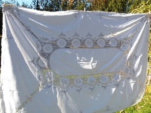 Tessile TISCHDECKE 95 x 61 Spitzenstickerei Richelieu (?) mit 12 Servietten - Bild 1 von 12