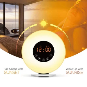 Wake Up Alarm Clock Sunrise Smart Light 7 Lights Color Sunrise Snooze Voice - Picture 1 of 12