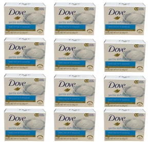 12 x 90g DOVE Gentle Exfoliating Beauty Cream Soap Bar - Picture 1 of 5