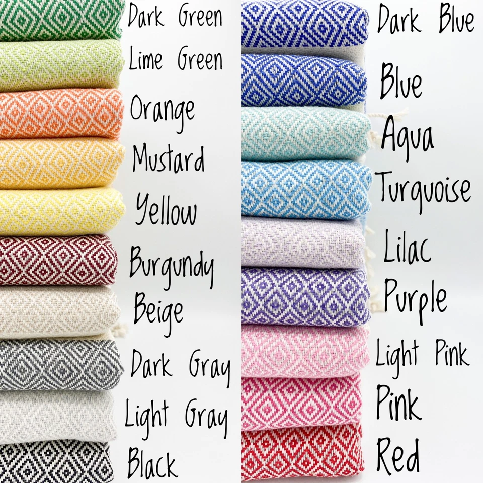 土耳其Peshtemal扔毯沙滩毛巾散装礼物沙滩毯36x68 — 第 1/4 张图片