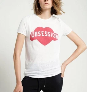 ZOE KARSSEN Optical White / Red OBSESSION Loose Fit Tee Shirt Top ( XS )  - Picture 1 of 4