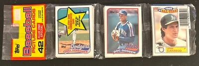 Topps Rack Pack 1989 Orel Hershiser Dwight “Doc” Gooden José Canseco mostrando top Foto 1 de 2