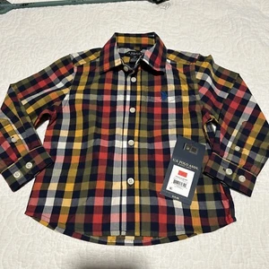 Toddler Boys Button Up Collared Shirt U.S. Polo Assn Long Sleeves Check Pattern - Picture 1 of 9