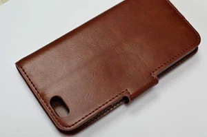 Purple Brown wallet case with card slot for apple iPhone 4/5C/6/6S/7/8/SE/7 Plus - Picture 1 of 5