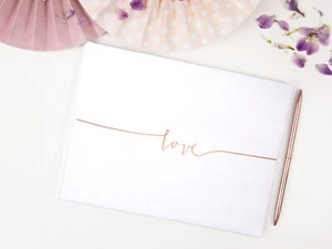Gästebuch Hochzeit love weiß/roségold Hochzeitsalbum wedding Guest bok - Bild 1 von 4
