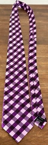 Neu ohne Etikett Tom Ford Herren-Krawatte pflaume lila schwarz kariert 3,5 Zoll gewebte Seide ITALIEN - Bild 1 von 5