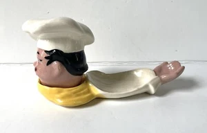 VERY RARE 2 Piece Vtg Chef Spoon Rest Salt Shaker Pottery California - Picture 1 of 7