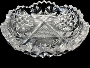 Vintage Cut Glass 4” Candy Dish with Scalloped Edges Czech ABP - Bild 1 von 5