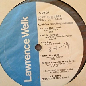 RADIO SHOW: LAWRENCE WELK SHOW 74-27/28 w/GUESTS THE LETTERMEN & GLORIA LORING - Imagen 1 de 2