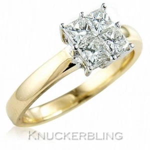 Diamond Engagement Square Ring 0.70ct Princess Cut F VS set in 18ct Yellow Gold - Picture 1 of 1