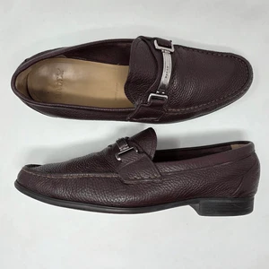 BALLY SWISS CORTON BROWN LEATHER SILVER STRAP BIT LOAFERS MENS SIZE 11 D - Picture 1 of 8