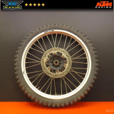 1987 KTM 350 MXC FRONT WHEEL HUB RIM ROTOR SPOKES TIRE GENUINE OEM  - Image 1 of 4