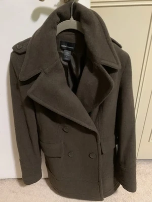 Chaquetón MODA International mezcla de lana verde pino - pequeño de doble pecho para mujer Foto 1 de 4