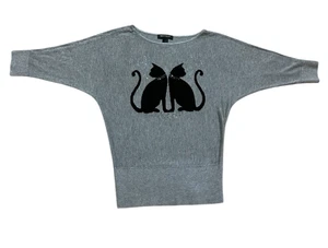 Casa Blanca Mercado Negro Gatos Negros Brillo Suave Suéter Manga Ala de Murciélago Gris S - Imagen 1 de 15