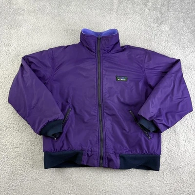 Chaqueta de Colección LL Bean Para Hombres Mediana Púrpura Calentamiento Forrada de Vellón Bombardero Años 90 Foto 1 de 4