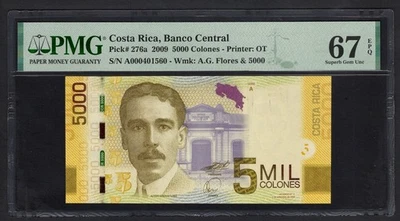 Costa Rica 5000 Colones 2009 P276a Sin Circular Grado 67 Foto 1 de 2