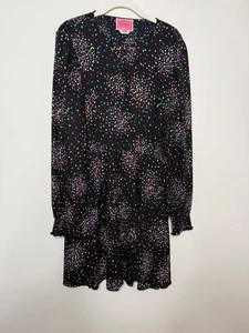 Kate Spade Women's 12 Black Cheerful Confetti Smocked Long Sleeve Dress NWT - Picture 1 of 10