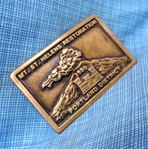 US Army Corps of Engineers # Portland District Mt St Helens Belt Buckle .GMP311 - Picture 1 of 10