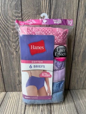 Paquete de 6 pares de calzoncillos Hanes 2013 con efectos de encaje de algodón talla 10 Foto 1 de 4