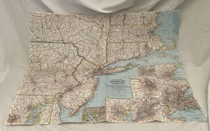 Vintage National Geographic Map United States Washington To Boston August 1962 - Imagen 1 de 2