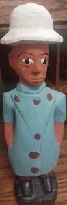 African Wood Carved Art Statue ~ Man ~ 13 1/2" Tall - Picture 1 of 4